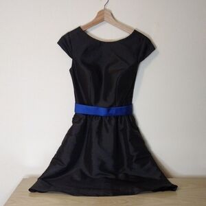 DaVinci Black and Blue Fit and Flare Tea Length Dress Size 2